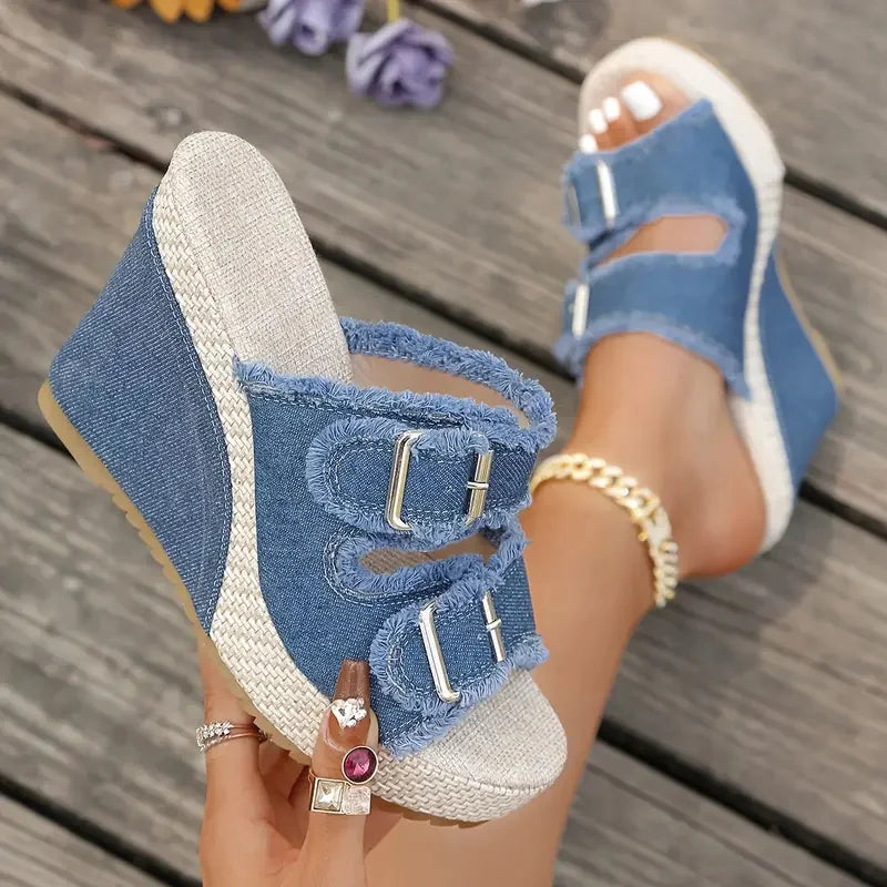 Atelier | Sandali con zeppa e bordi sfrangiati