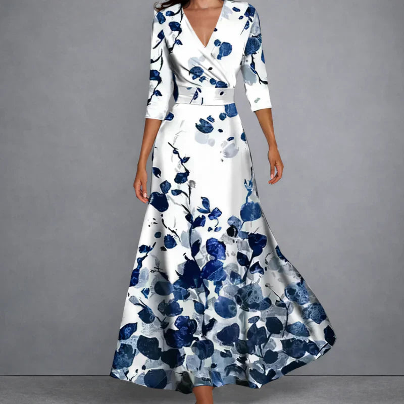 CALLA | Abito Maxi Floreale che slancia la figura con eleganza - Bianco