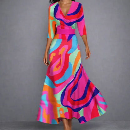 CALLA | Abito Maxi Floreale che slancia la figura con eleganza - Multicolore