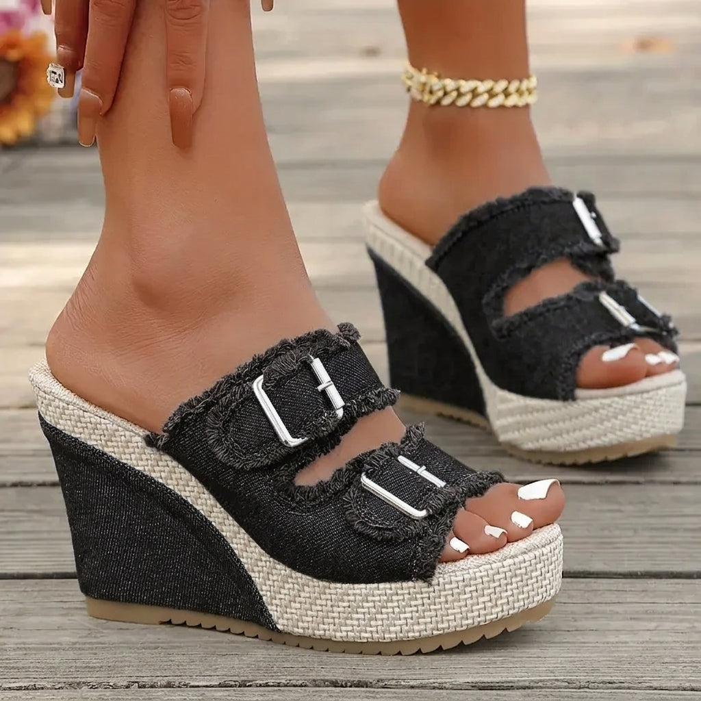 Atelier | Sandali con zeppa e bordi sfrangiati