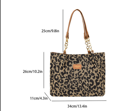 Lévrier | Canvas shopper met luipaardprint