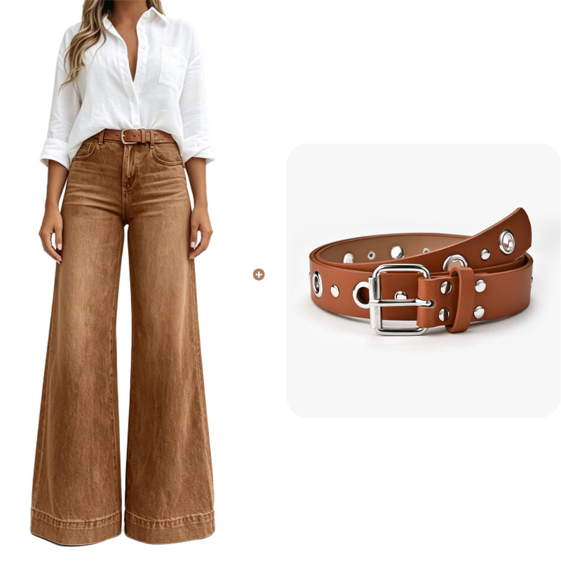 🔥50% rabatt! 👖 Vintage högmidjade bredbenta jeans – benförlängande, bekväm passform, enkel att styla dag som kväll. ✨