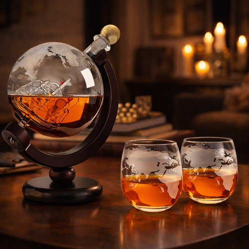 Set decanter da whisky – Mappamondo – immagine 1