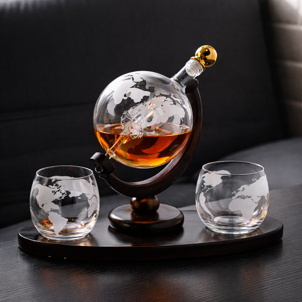 Set decanter da whisky – Mappamondo – immagine 2
