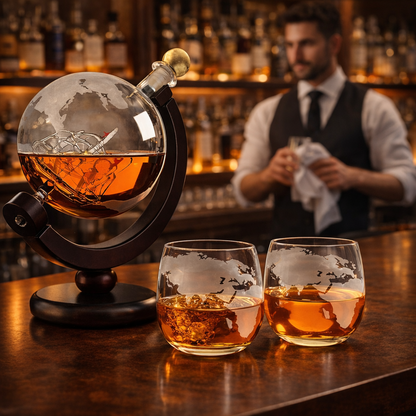 Set decanter da whisky – Mappamondo – immagine 4
