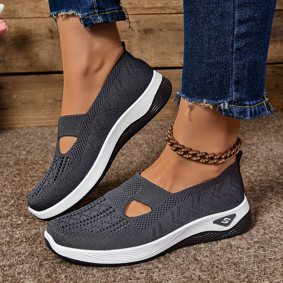 Scarpe comode ortopediche antiscivolo con soletta inclusa - Grigio scuro