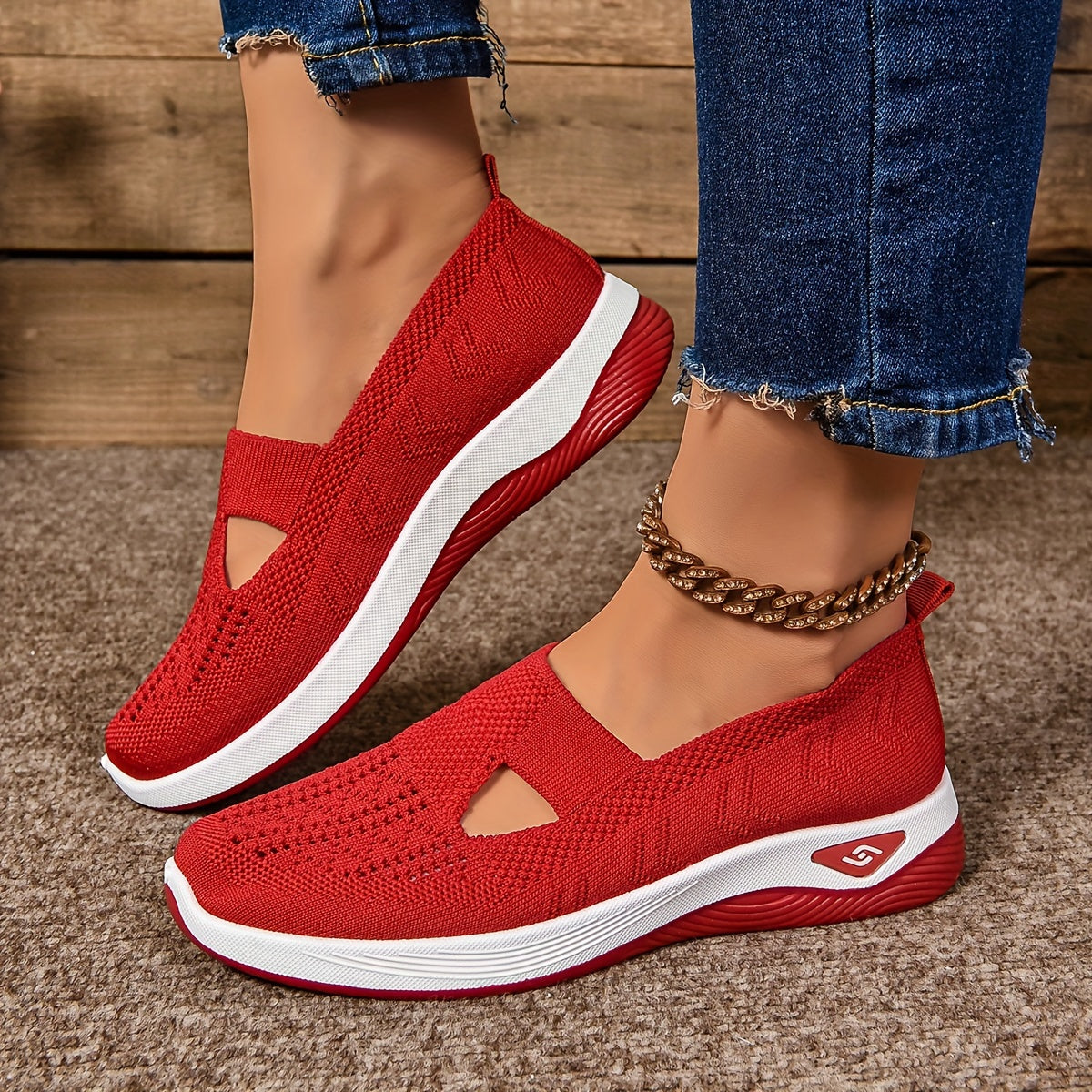 Scarpe comode ortopediche antiscivolo con soletta inclusa - Rosso