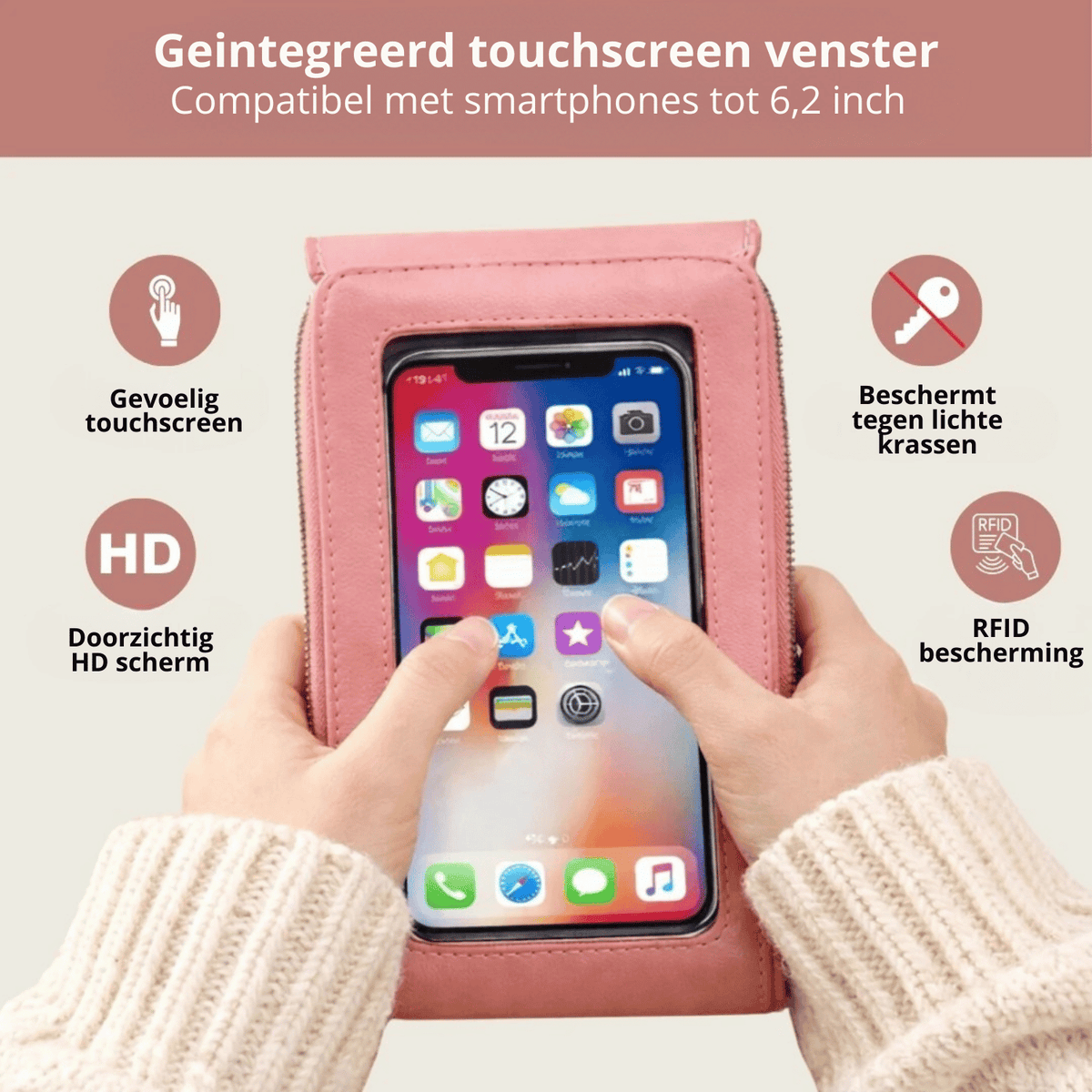 Nova | 2-in-1 telefoontasje met touchscreenvenster