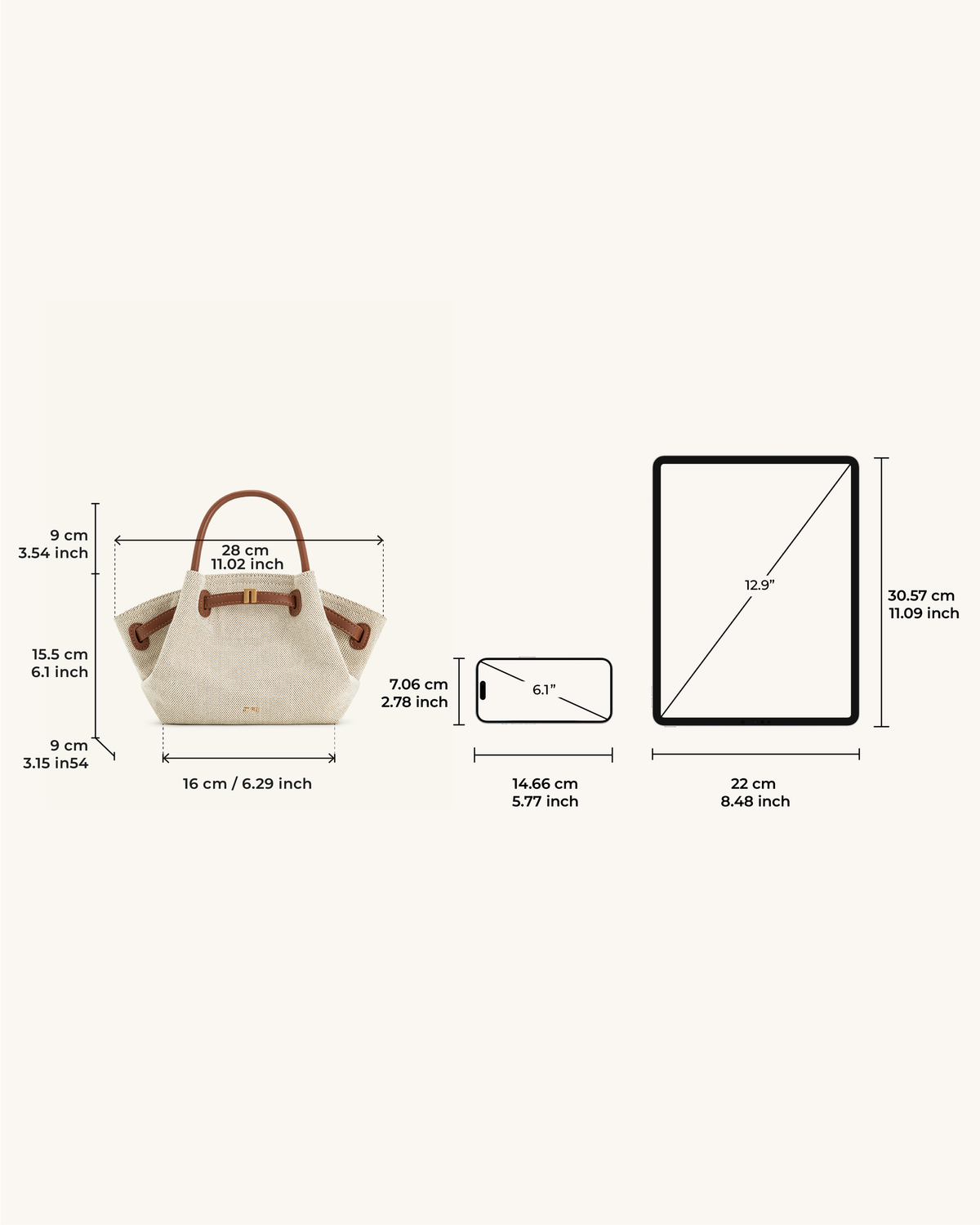 JW P | Mini-handtas met raffia-look