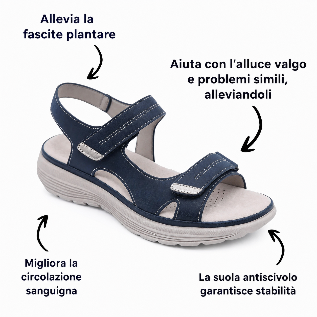 Sasha | Sandali ortopedici in pelle realizzati con materiali di alta qualità