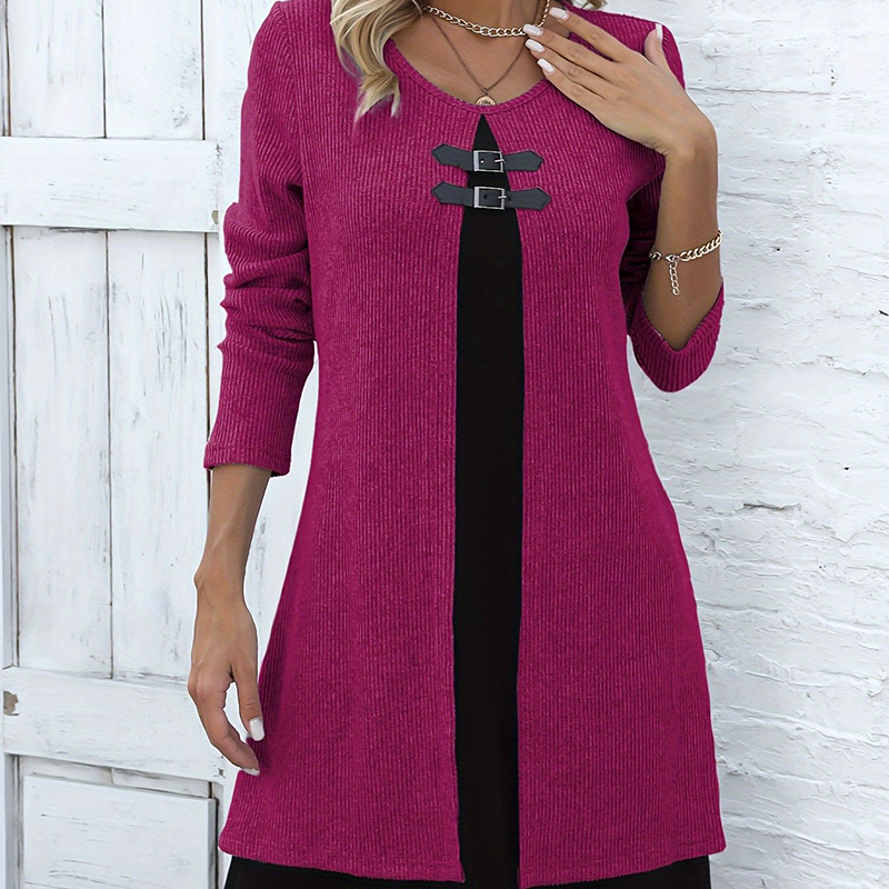 Livia | Stretchjurk met A-lijn en Gelaagde Look