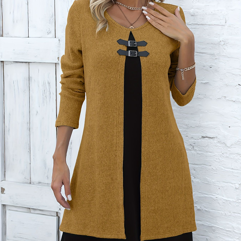 Livia | Stretchjurk met A-lijn en Gelaagde Look