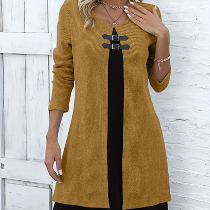 Livia | Stretchjurk met A-lijn en Gelaagde Look
