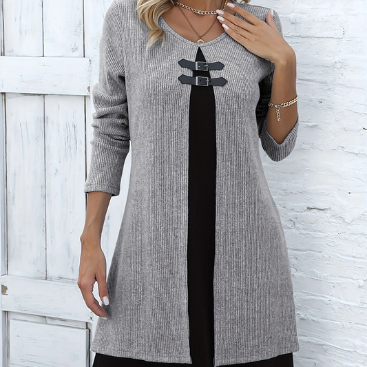 Livia | Stretchjurk met A-lijn en Gelaagde Look