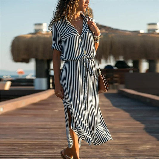 Vestito Long Stripe Princestoun a righe, elegante e slanciante